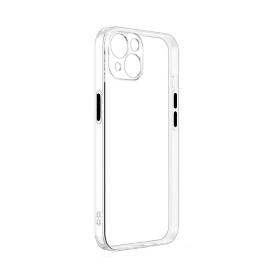 Capa de Silicone Macio com Teclas Laterais Coloridas para Apple iPhone 14 Transparente